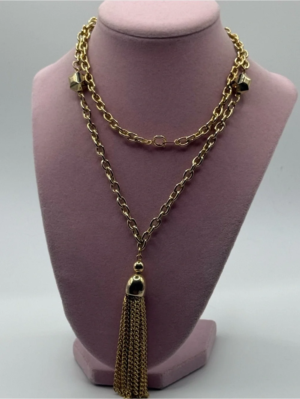 Long Gold-Tone tassel Necklace - Picture 1 of 5